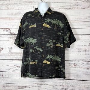Tommy Bahama Gray Silk Button Tropical Shirt Sleeve Shirt
